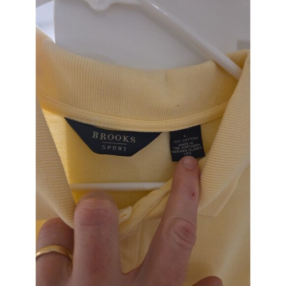 #80 Brooks Brothers Golden Fleece Logo Yellow short sleeve Polo Men L Large - Picture 3 of 4
